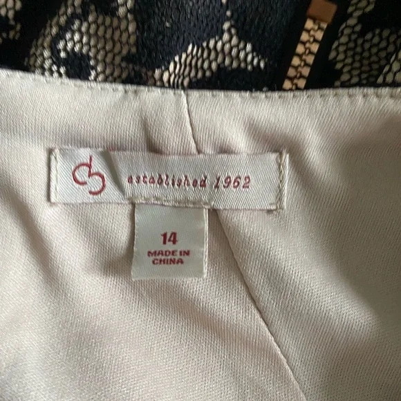 Db established Elegant Black and Cream Lace Dress size 14 lined - Picture 6 of 7